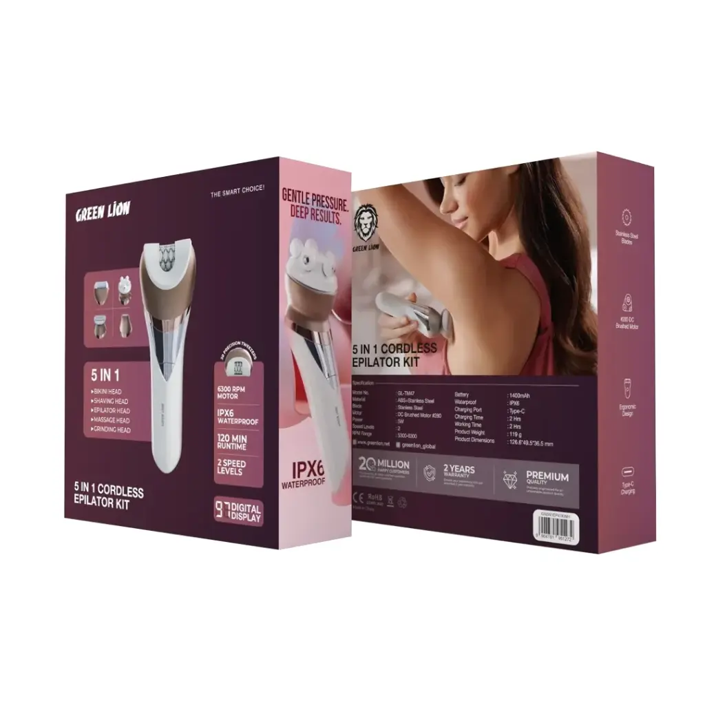 Green Lion 5 in 1 Cordless Epilator Kit - White-04
